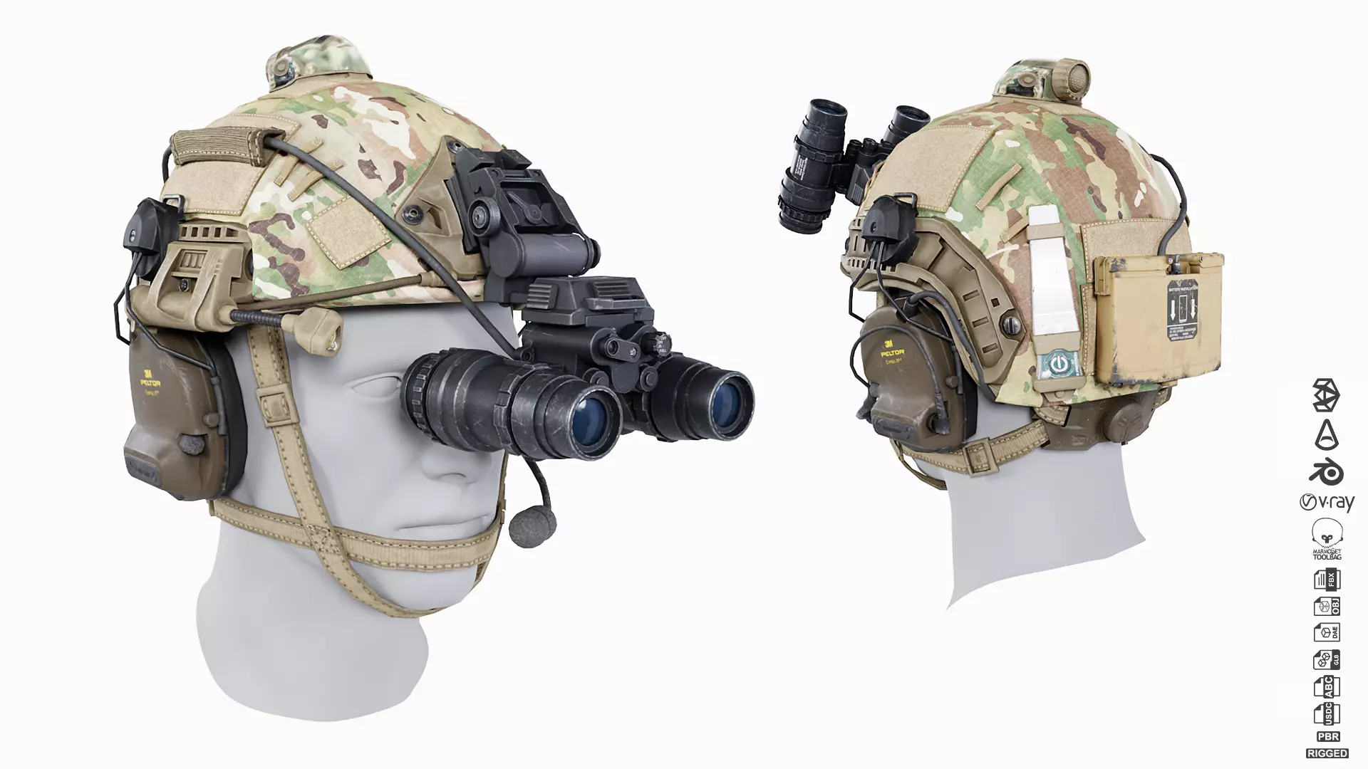 FAST Helmet - PVS-15 NVG Low-poly 3D model