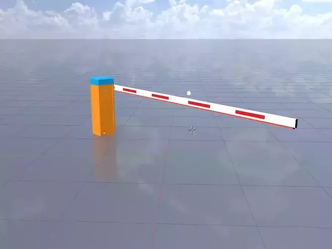 Car Park Barrier 4000mm High-Poly Animated