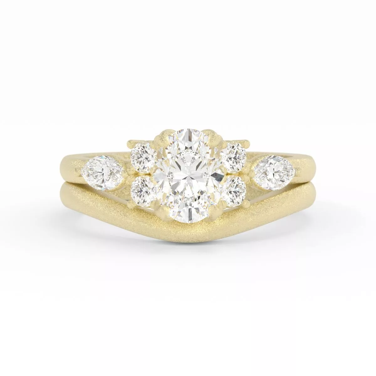Oval Diamond Cluster Ring SET 3DM 3D print model