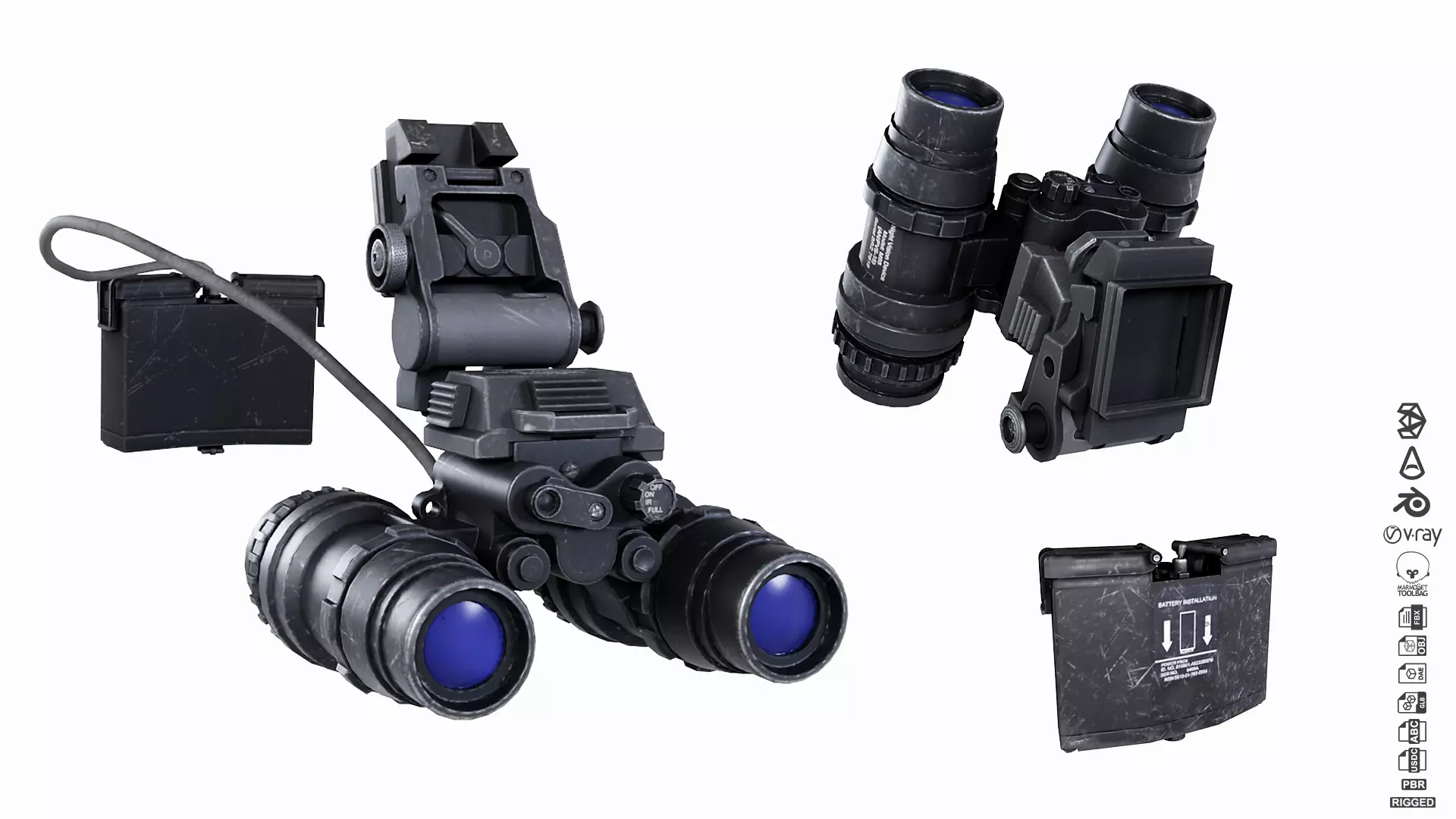 AN PVS-15 Night Vision Goggles Low-poly 3D model