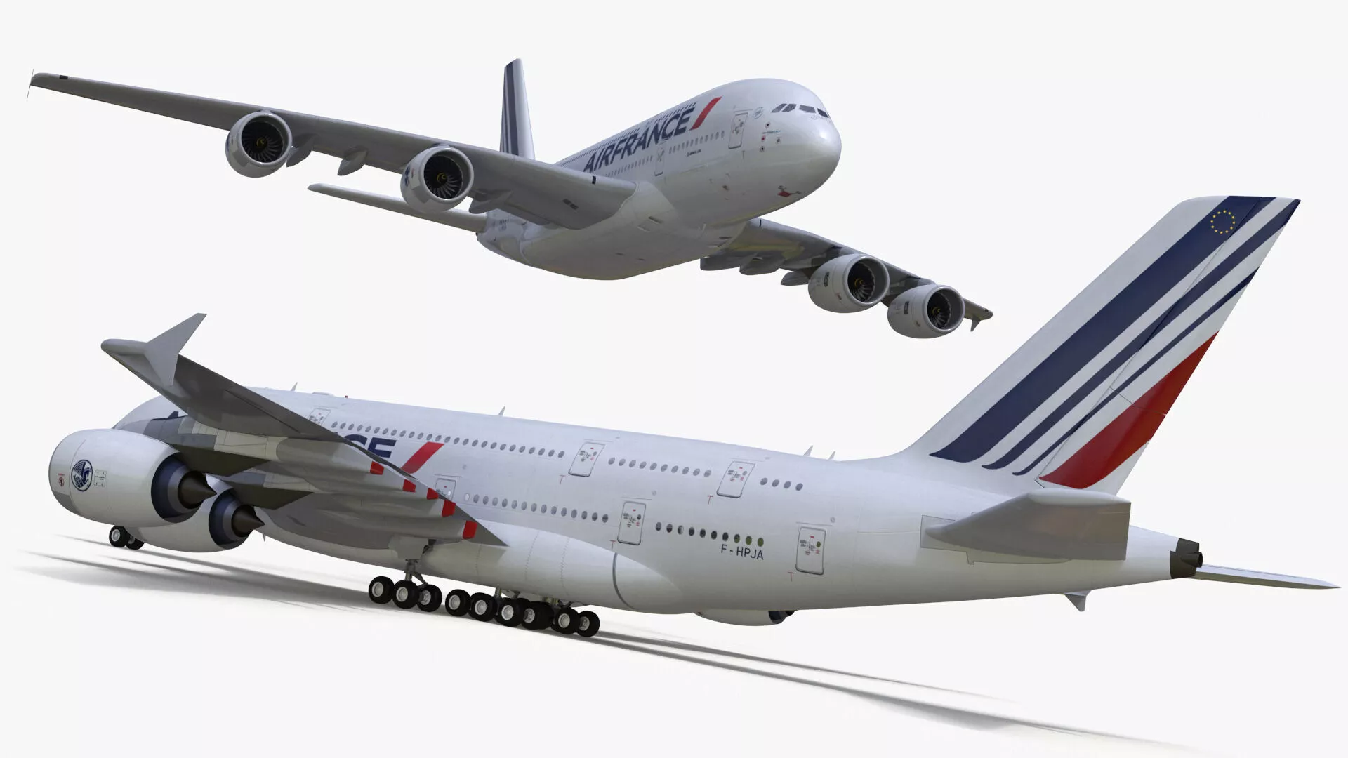 Air France Airbus A380 Rigged for Maya 3D model