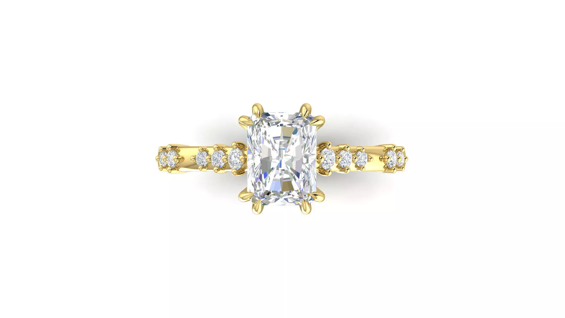 Radiant Engagement Ring with Diamond Accent 3DM 3D print model