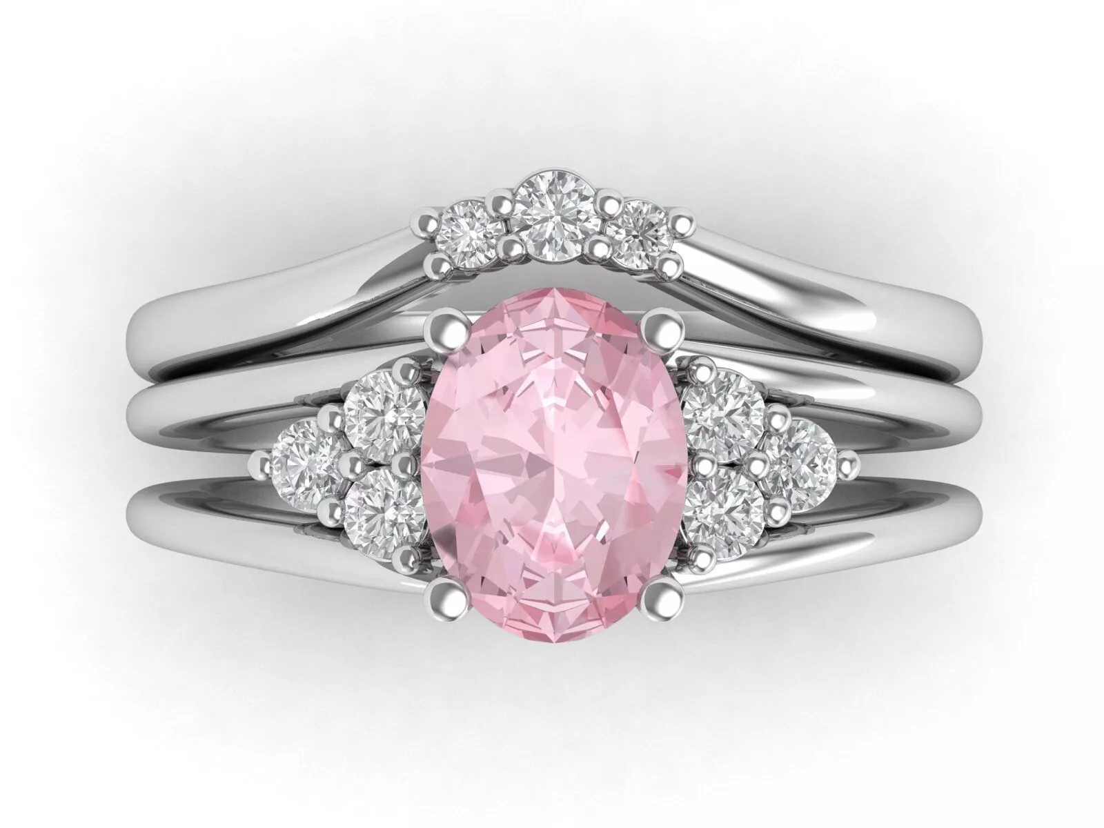 Oval Split Shank Engagement Ring SET 3DM 3D print model