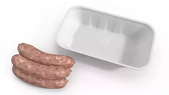 Meat Sausages Wrapped for Sale 3D model 6