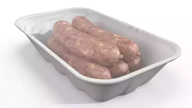Meat Sausages Wrapped for Sale 3D model