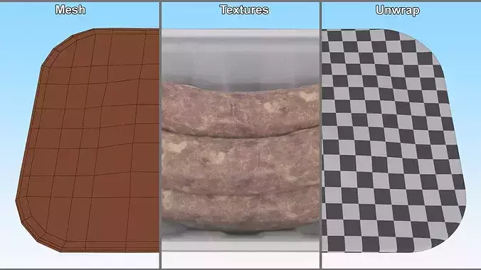 Meat Sausages Wrapped for Sale 3D model 7