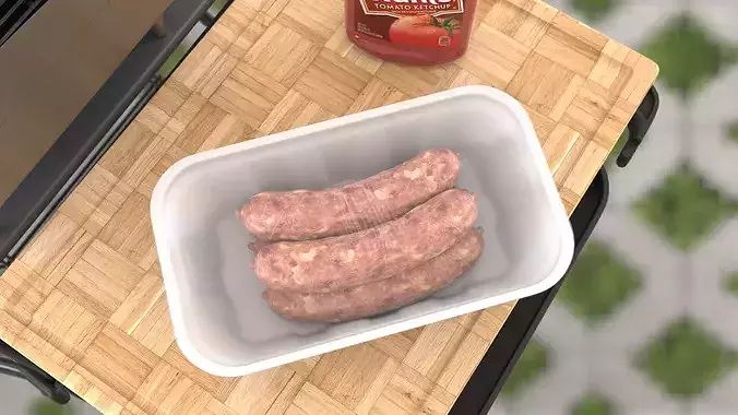 Meat Sausages Wrapped for Sale 3D model 2