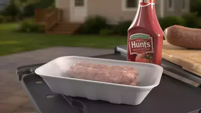 Meat Sausages Wrapped for Sale 3D model 3
