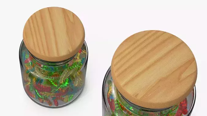 Storage Jar Gummy Worms 3D model 5
