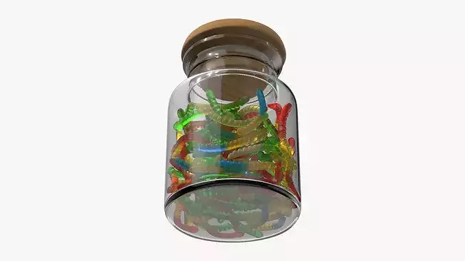 Storage Jar Gummy Worms 3D model 6