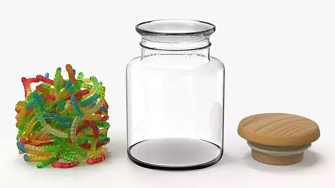 Storage Jar Gummy Worms 3D model 7