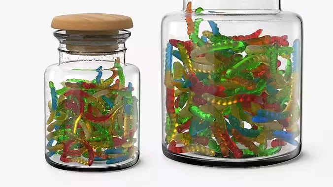 Storage Jar Gummy Worms 3D model 4