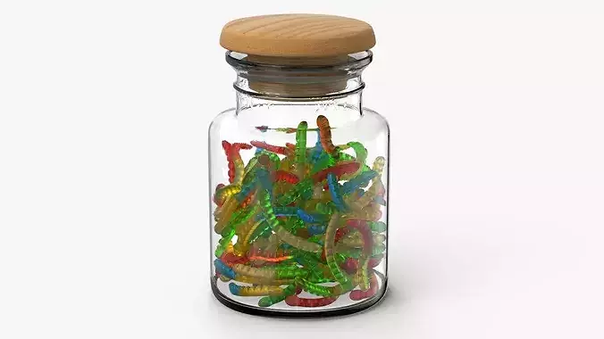 Storage Jar Gummy Worms 3D model 2