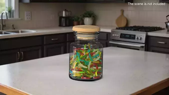 Storage Jar Gummy Worms 3D model 3