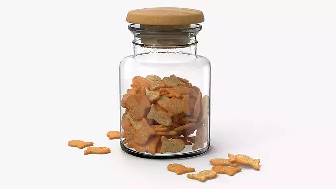 Storage Glass Jar with Goldfish Crackers 3D model