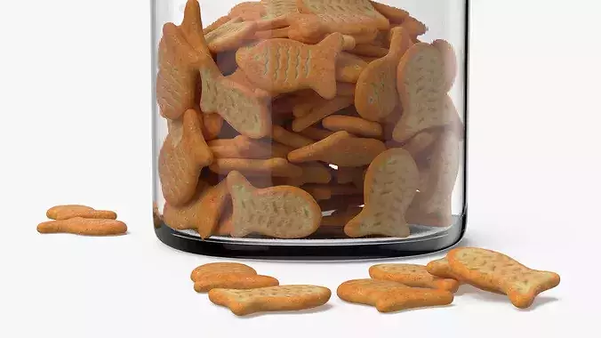 Storage Glass Jar with Goldfish Crackers 3D model 7