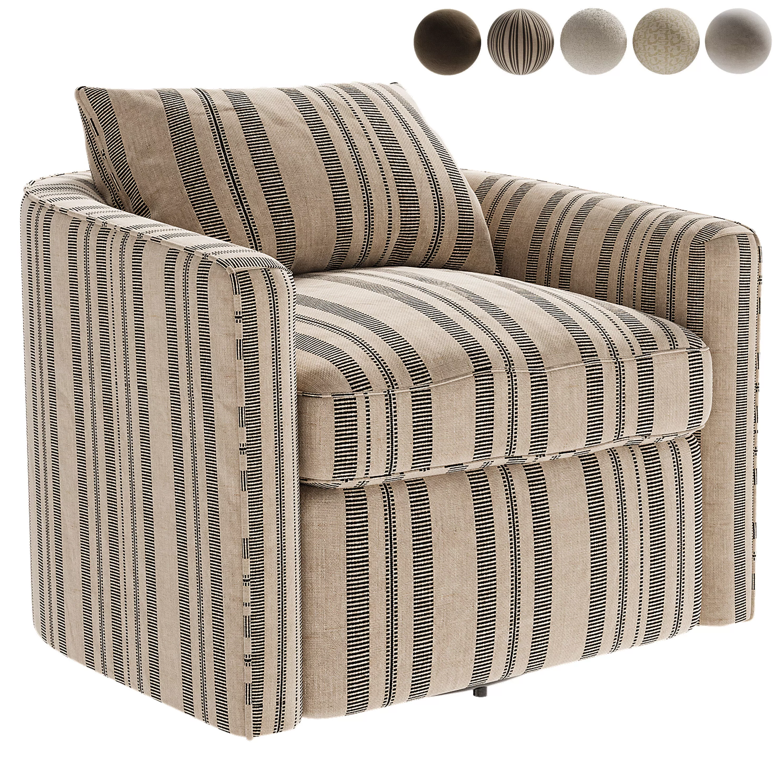 Drew Striped Grande Swivel Accent Chair 3D model
