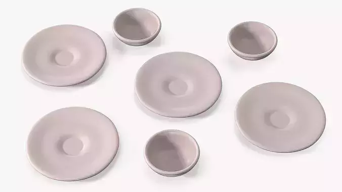 Cartoon Tableware Set Stack 3D model 6
