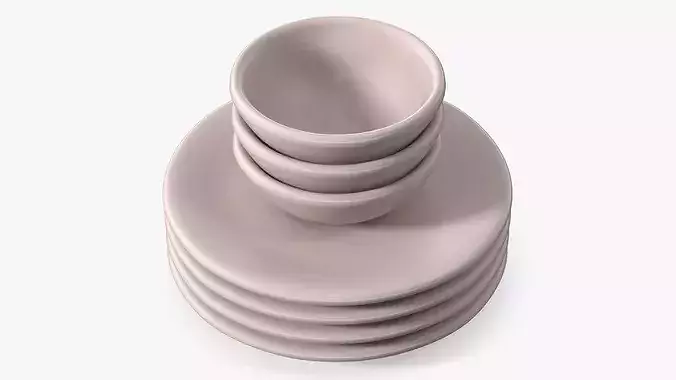 Cartoon Tableware Set Stack 3D model 2