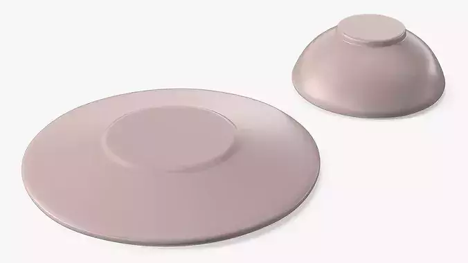 Cartoon Tableware Set Stack 3D model 7