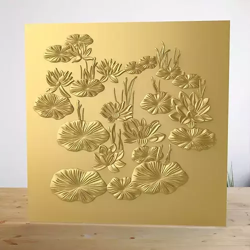 Classic Water Lily Pond Panel - ArtCAM CNC RLF 3D