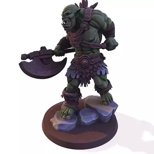 Orc Barbarian Savage Chieftain 3D Statue STL