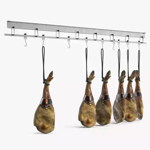 Jamonarium Curing Ham Legs Metal Rail 3D model 7