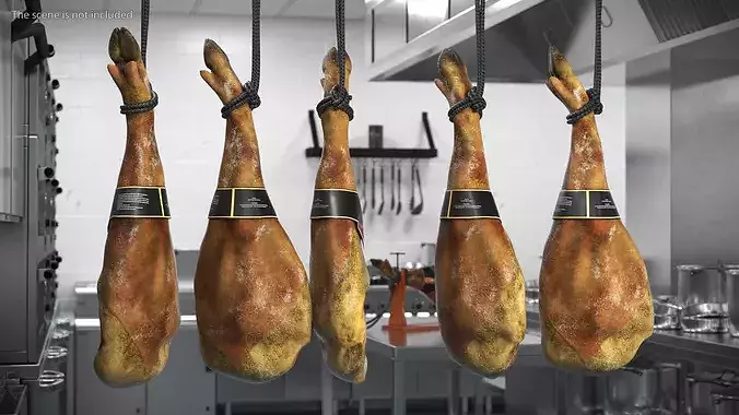 Jamonarium Curing Ham Legs Metal Rail 3D model 4