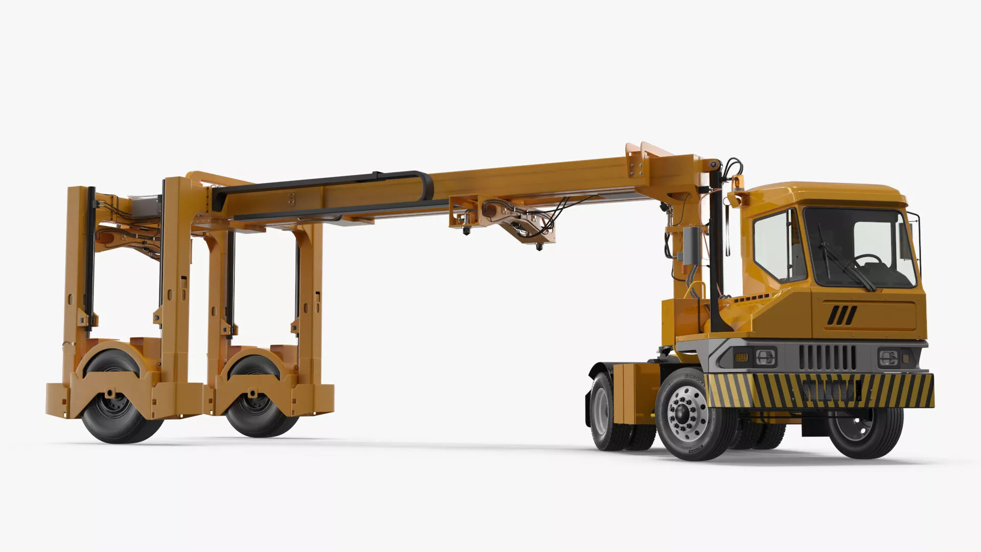 Terminal Container Carrier Truck Yellow Rigged 3D model