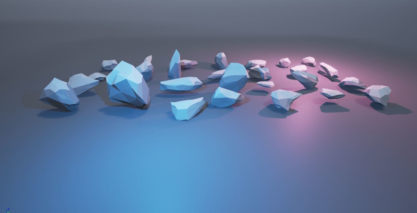 low poly stylized rocks Low-poly 3D model_3