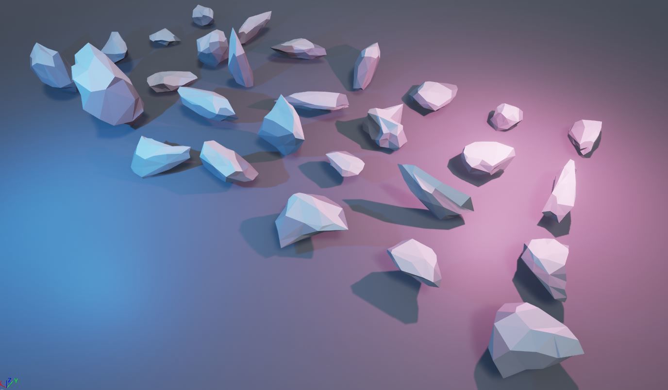 low poly stylized rocks Low-poly 3D model_4