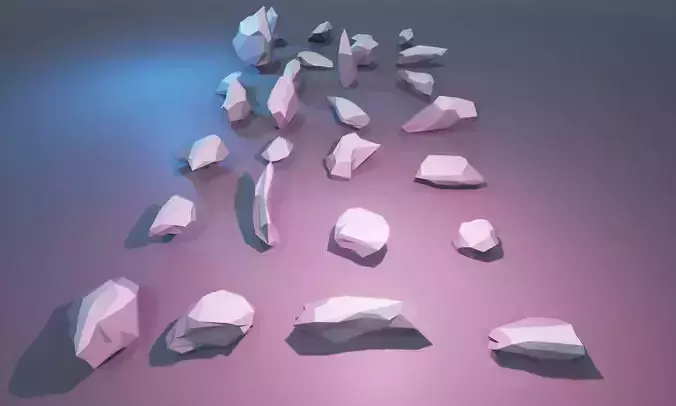 low poly stylized rocks