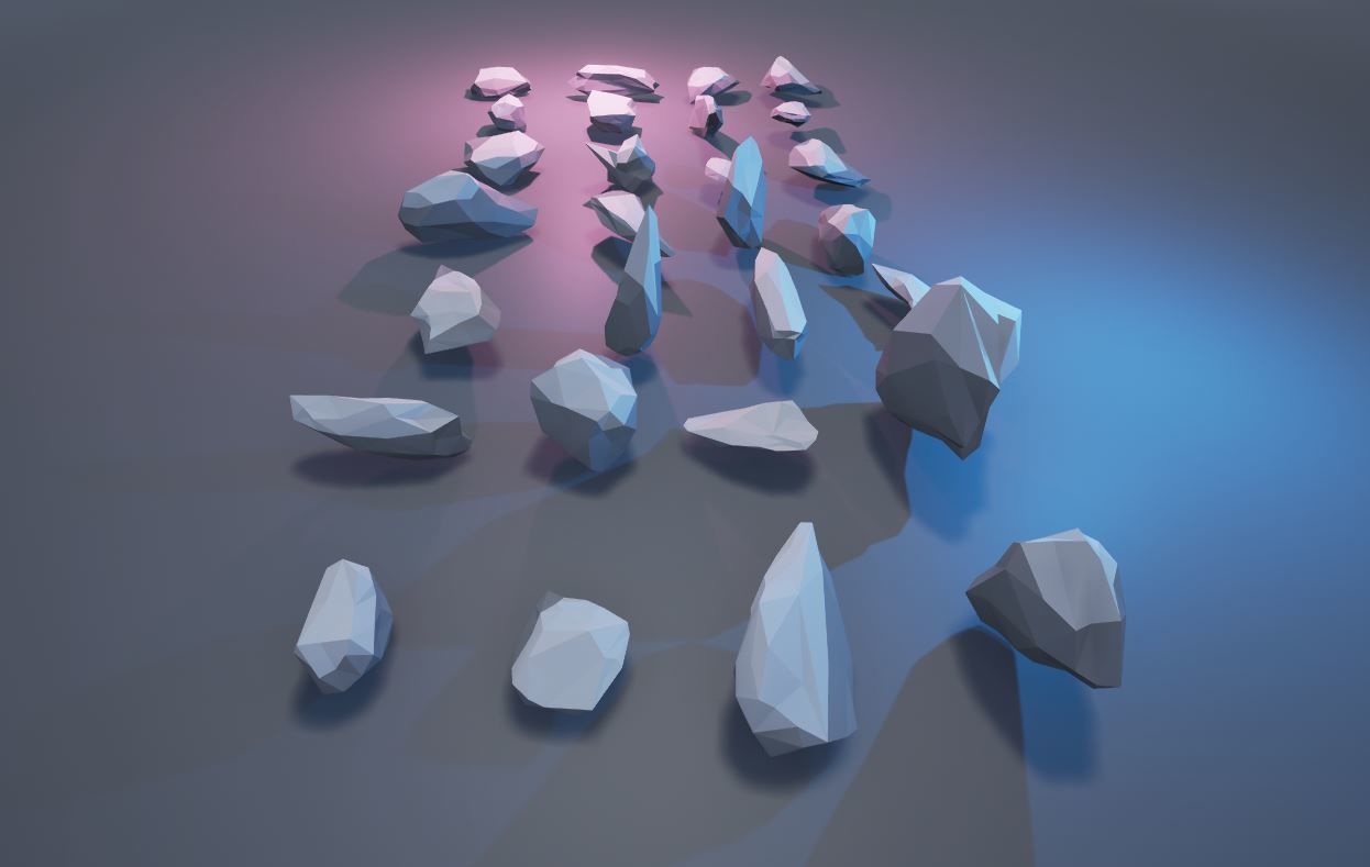low poly stylized rocks Low-poly 3D model_1