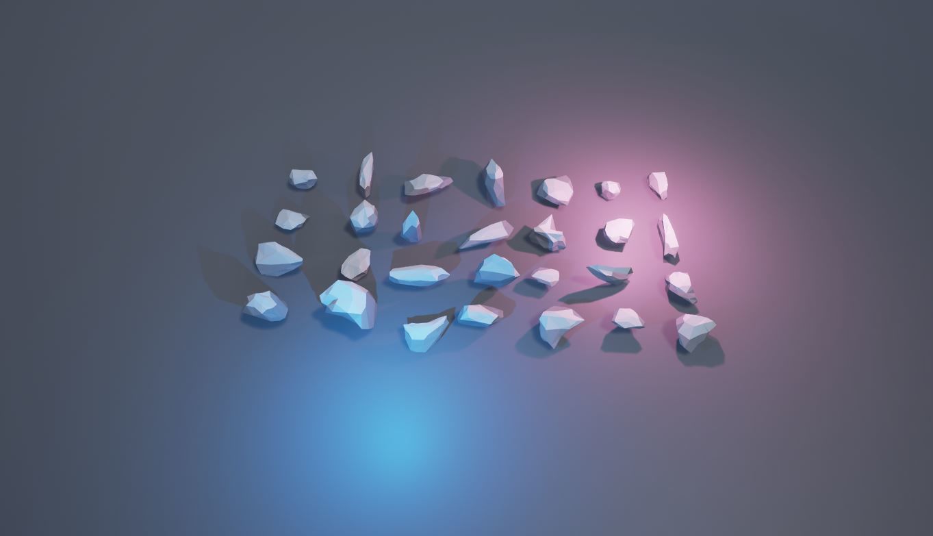 low poly stylized rocks Low-poly 3D model_2