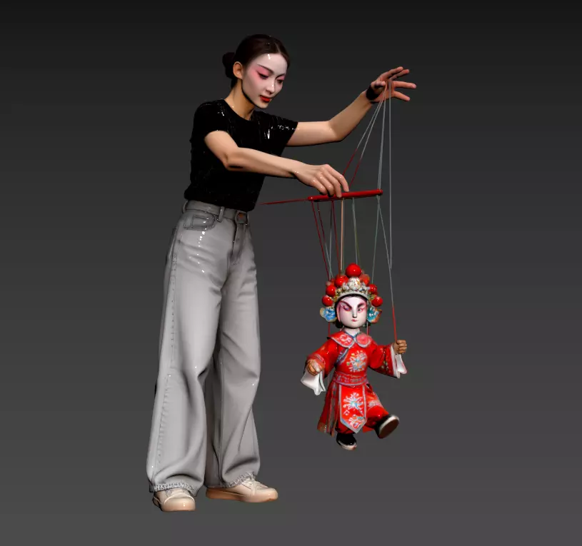 B176- Chinese National Essence - Marionette Performance 3D model
