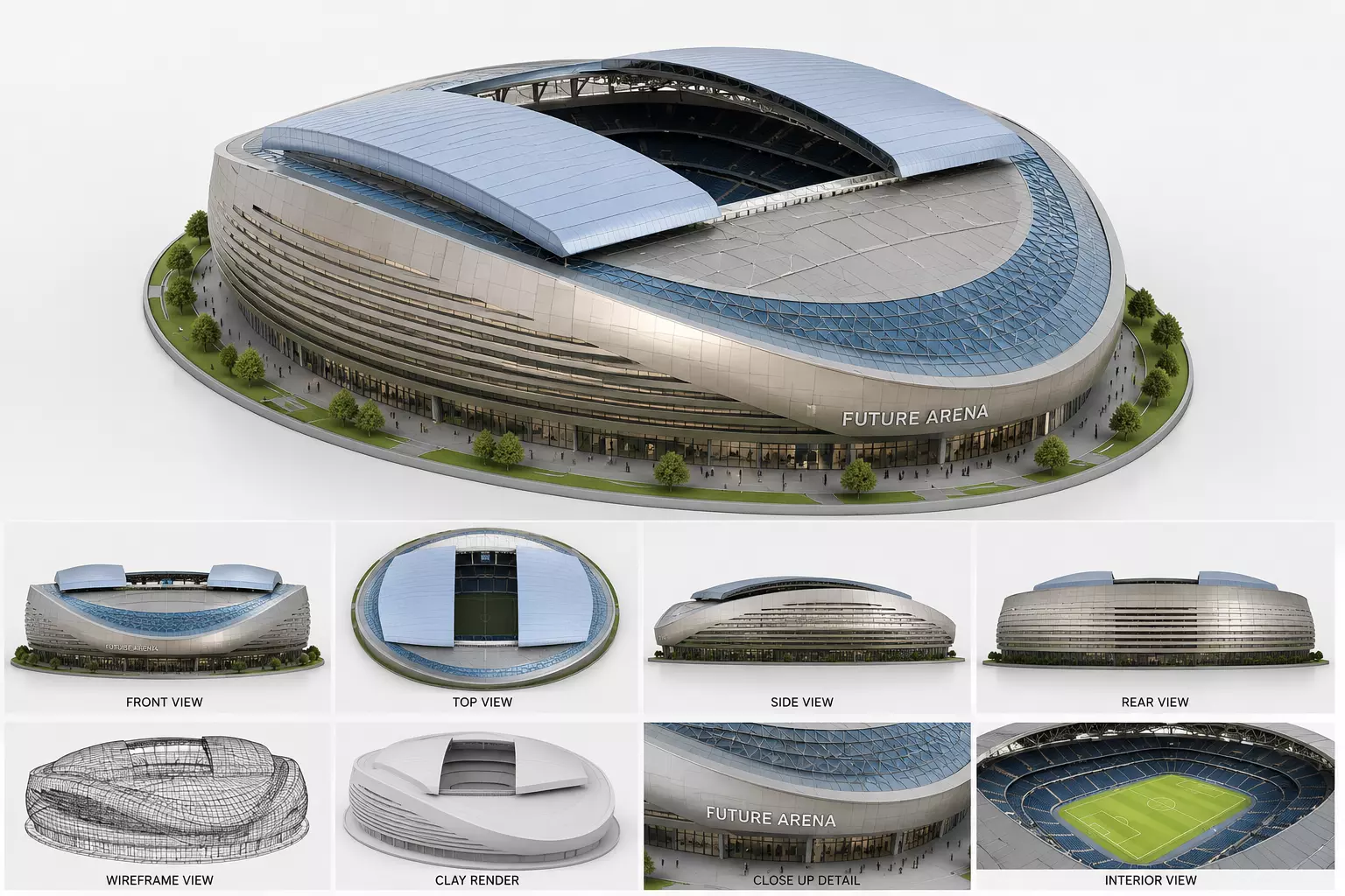 NeoSphere Arena Futuristic 3D Architectural Concept Low-poly 3D model