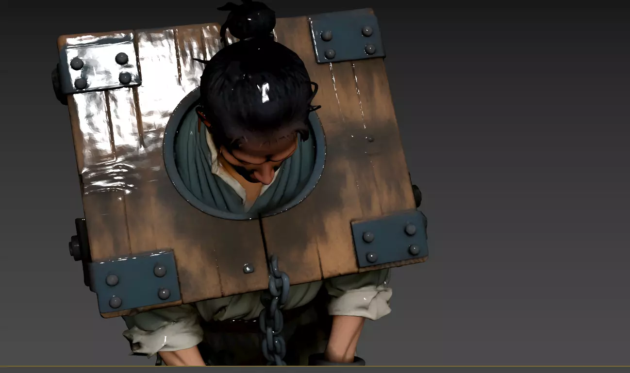 B177- Prisoners in the Song Dynasty Carrying Heavy Torture 3D model