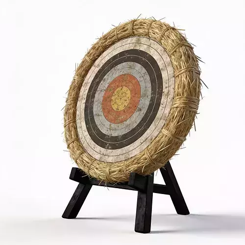 Realistic Traditional Straw Archery Target 3D Model