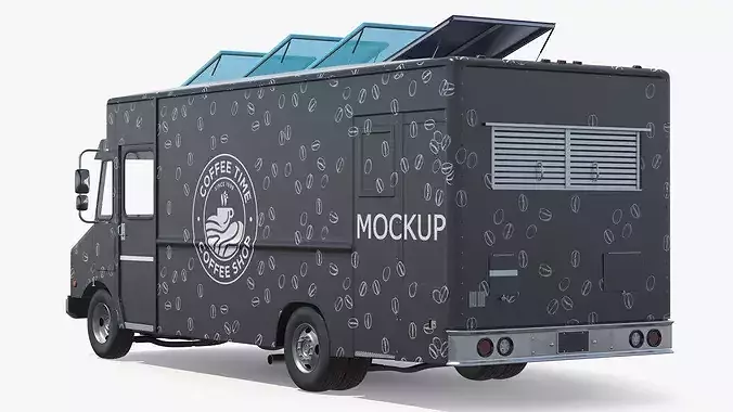 Catering Van Mockup Rigged for Maya 3D model 7