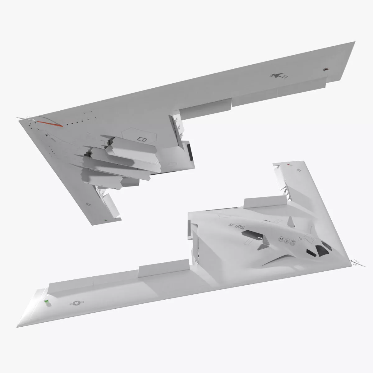 Strategic B-21 Raider Jet White Rigged for Maya 3D model