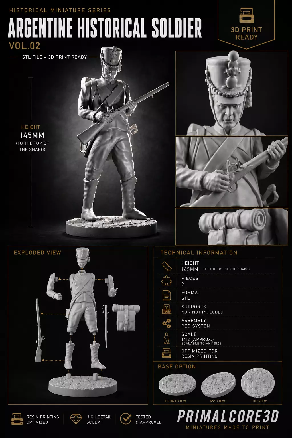 Argentine Historical Soldier - 3D Printable STL Miniature 3D print model