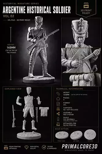 Argentine Historical Soldier -  3D Printable STL Miniature