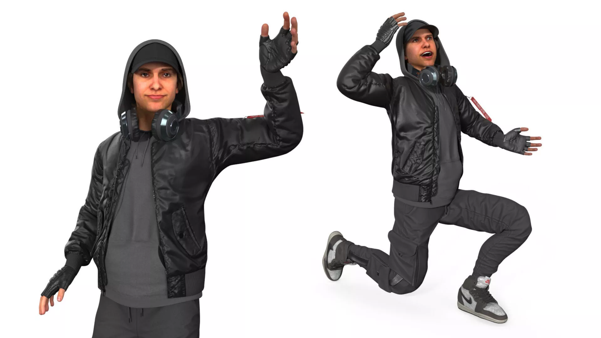 Cyberpunk Young Man Character Rigged 3D model