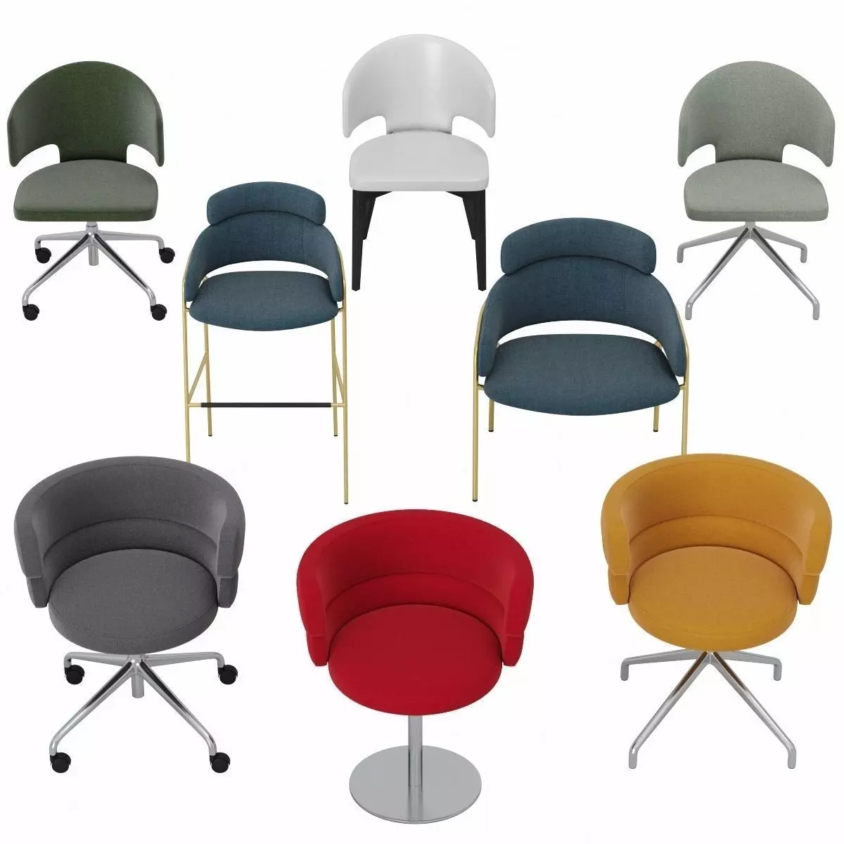 Debi Chair Set 3D model_0