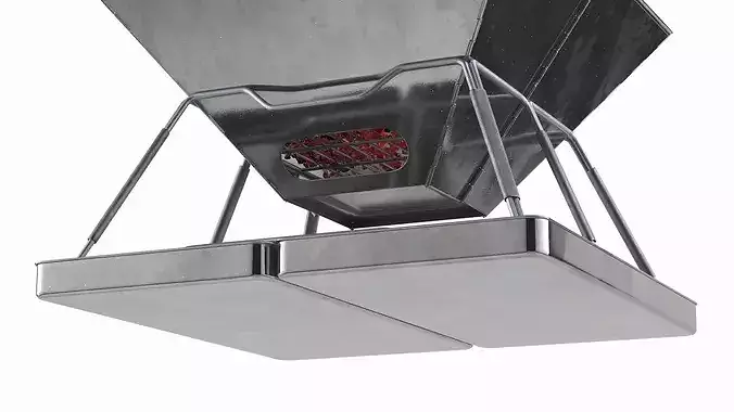 Folding Camping Grill with Fire 3D model 6