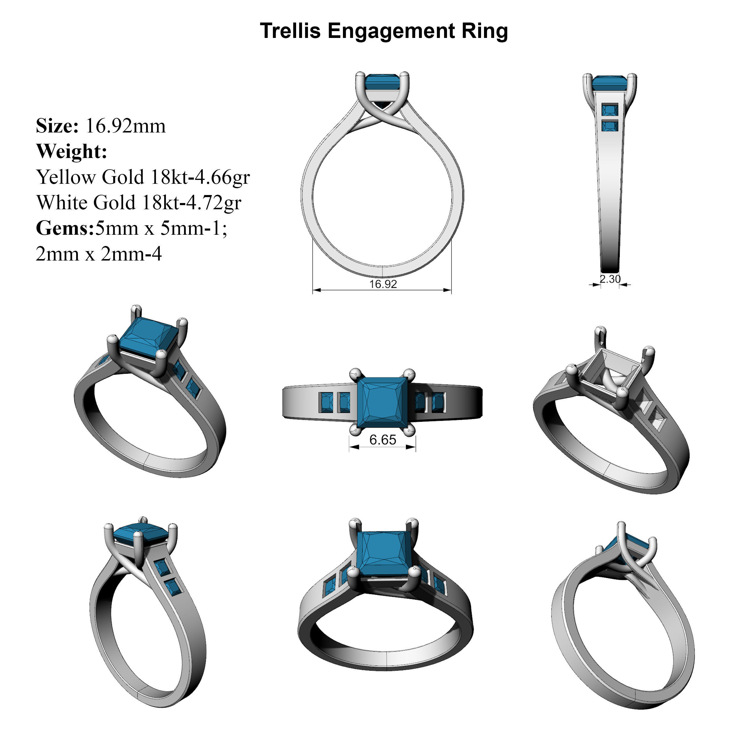 Trellis Engagement Ring 3D print model_2