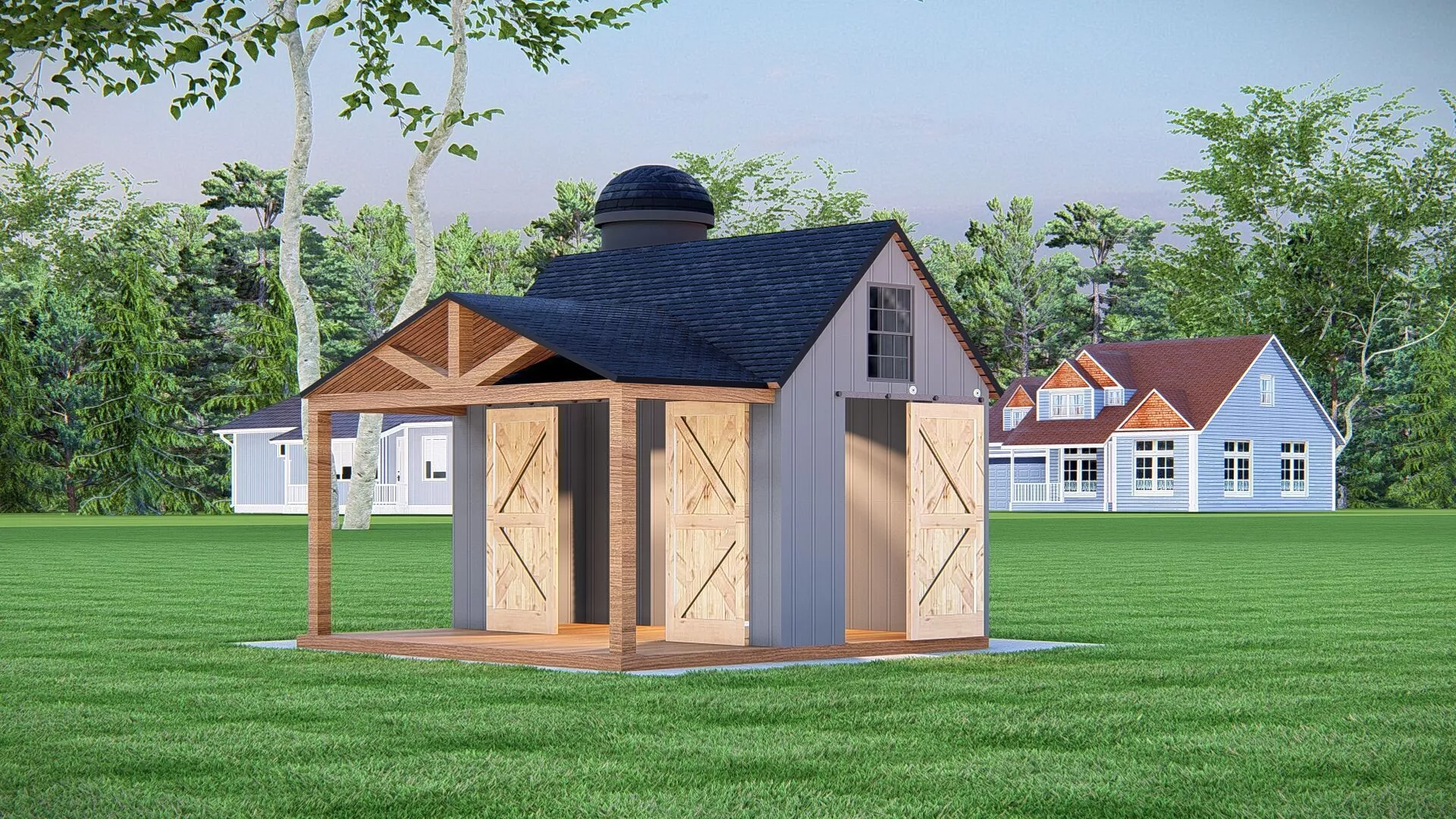 Modern Tiny Barn House Small Cabin Exterior 3D Model 3D model