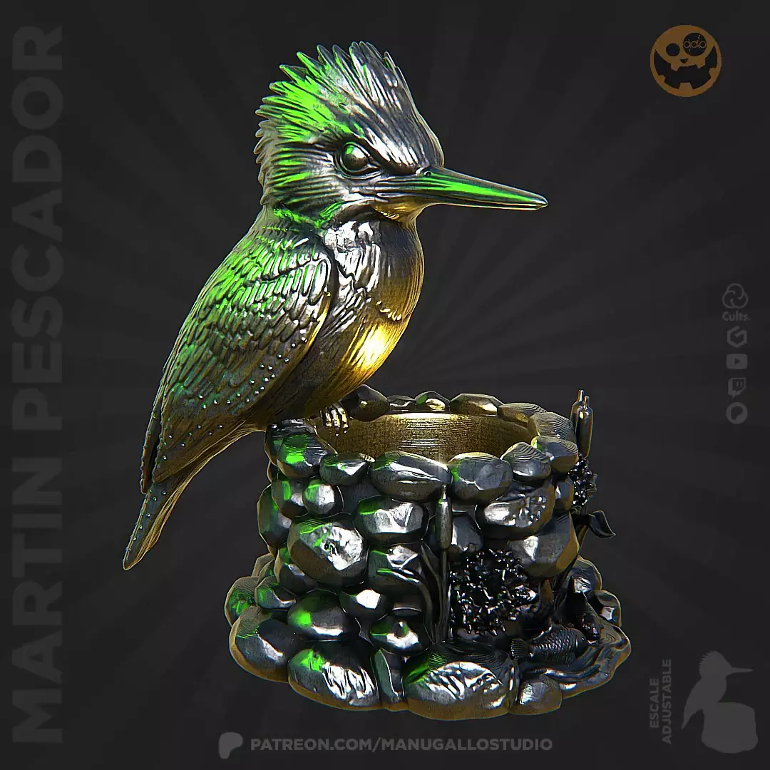 Martin Pescador Ring Pen Holder Sculpture 3D print model