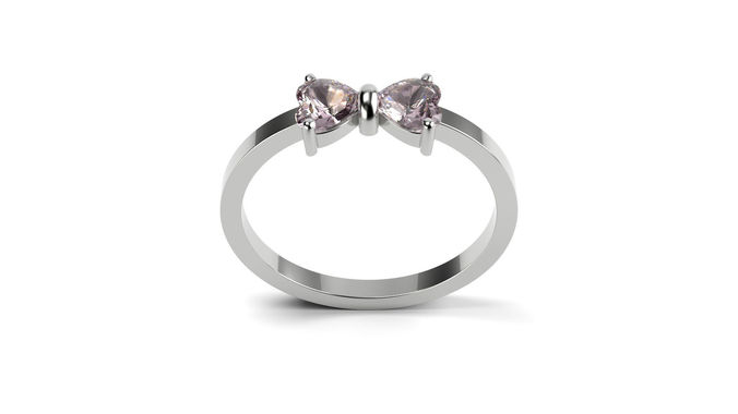 2 Heart Diamond Ring 3D print model