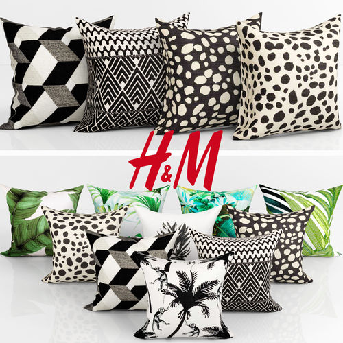 Collection of decorative pillows 3D model